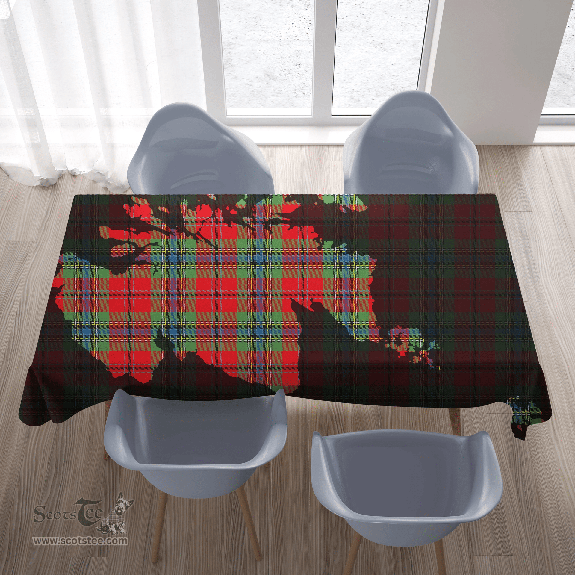 Scottish MacLean of Duart Modern Clan Tartan Tablecloth - Map Scotland Style Scottish Plaid Tartan Plaid