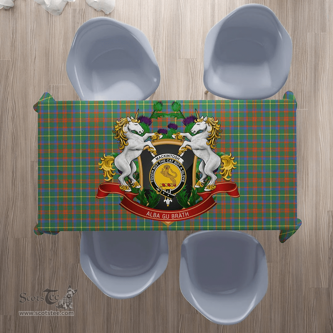 Scottish MacKintosh Hunting Ancient Clan Tartan Tablecloth - Unicorn Thistle Style Scottish Plaid Tartan Plaid