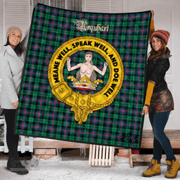 Scottish Urquhart Broad Red Ancient Clan Tartan Quilt - Crest Gold Style Scottish Plaid Tartan Plaid