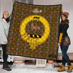 Scottish Scott Brown Modern Clan Tartan Quilt - Crest Gold Style Scottish Plaid Tartan Plaid