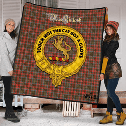 Scottish MacKintosh Hunting Weathered Clan Tartan Quilt - Crest Gold Style Scottish Plaid Tartan Plaid