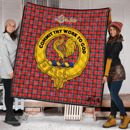Scottish Sinclair Modern Clan Tartan Quilt - Crest Gold Style Scottish Plaid Tartan Plaid