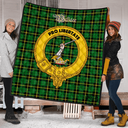 Scottish Wallace Hunting Green Clan Tartan Quilt - Crest Gold Style Scottish Plaid Tartan Plaid