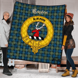 Scottish Colquhoun Ancient Clan Tartan Quilt - Crest Gold Style Scottish Plaid Tartan Plaid
