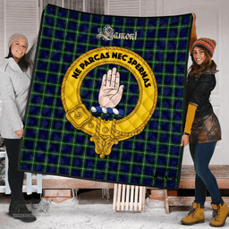 Scottish Lamont Modern Clan Tartan Quilt - Crest Gold Style Scottish Plaid Tartan Plaid