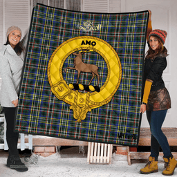 Scottish Scott Green Modern Clan Tartan Quilt - Crest Gold Style Scottish Plaid Tartan Plaid