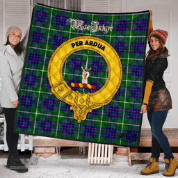 Scottish MacIntyre Hunting Modern Clan Tartan Quilt - Crest Gold Style Scottish Plaid Tartan Plaid