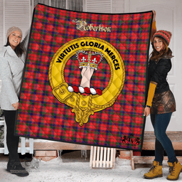 Scottish Robertson Modern Clan Tartan Quilt - Crest Gold Style Scottish Plaid Tartan Plaid