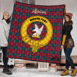 Scottish Lindsay Modern Clan Tartan Quilt - Crest Gold Style Scottish Plaid Tartan Plaid