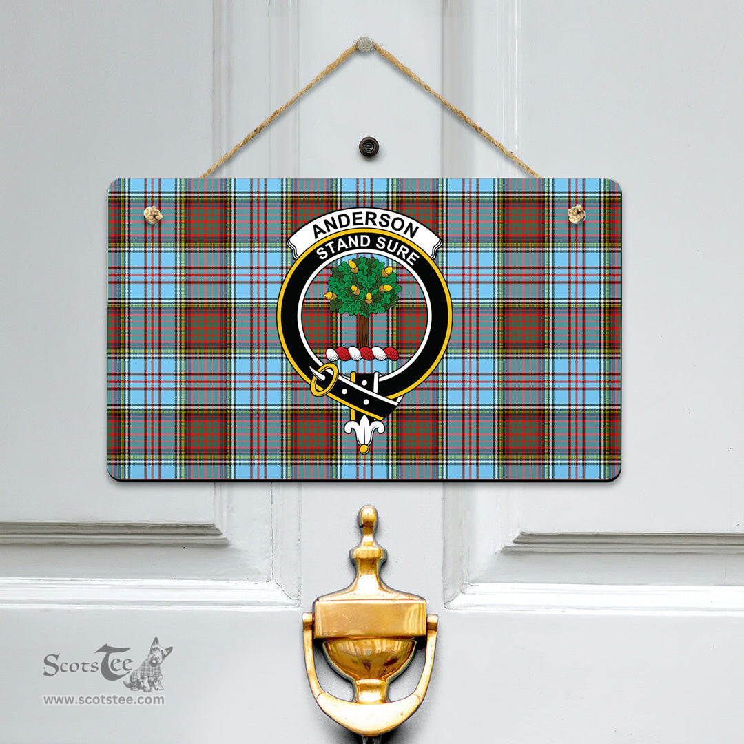 Scottish Anderson Ancient Clan Tartan Door Sign - Crest Classic Scottish Plaid Tartan Plaid
