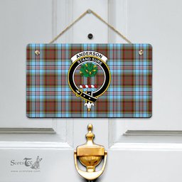 Scottish Anderson Ancient Clan Tartan Door Sign - Crest Classic Scottish Plaid Tartan Plaid