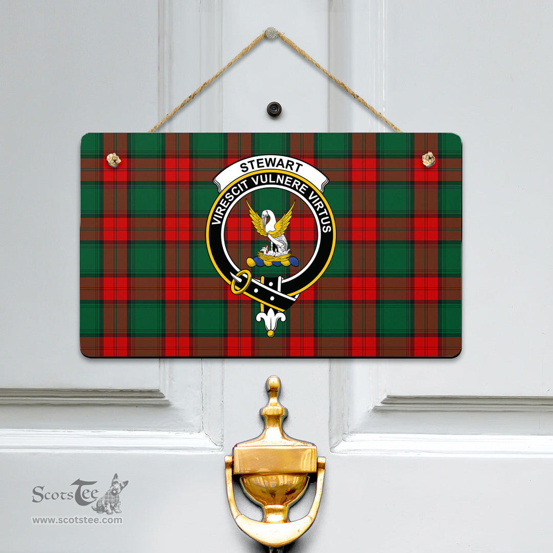 Scottish Stewart Atholl Modern Clan Tartan Door Sign - Crest Classic Scottish Plaid Tartan Plaid