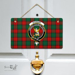 Scottish Stewart Atholl Modern Clan Tartan Door Sign - Crest Classic Scottish Plaid Tartan Plaid