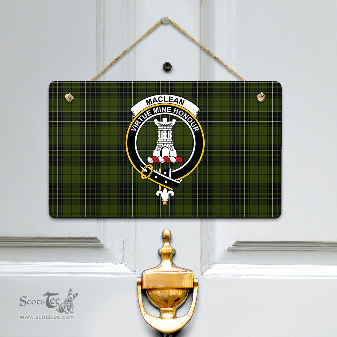 Scottish MacLean Hunting Clan Tartan Door Sign - Crest Classic Scottish Plaid Tartan Plaid