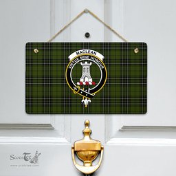 Scottish MacLean Hunting Clan Tartan Door Sign - Crest Classic Scottish Plaid Tartan Plaid