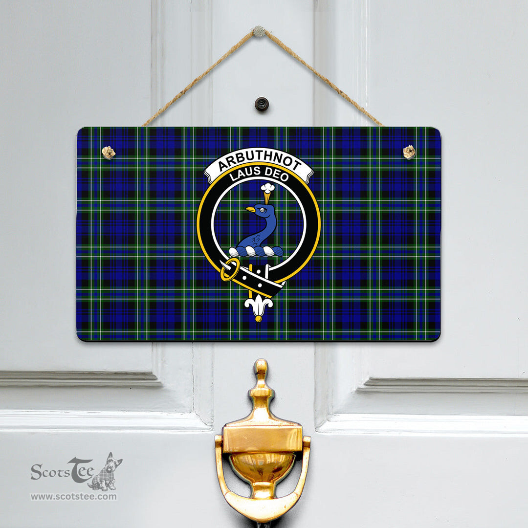 Scottish Arbuthnot Modern Clan Tartan Door Sign - Crest Classic Scottish Plaid Tartan Plaid