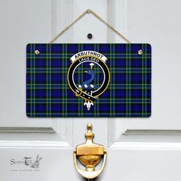 Scottish Arbuthnot Modern Clan Tartan Door Sign - Crest Classic Scottish Plaid Tartan Plaid