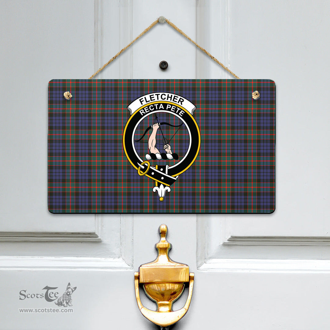 Scottish Fletcher of Dunans Clan Tartan Door Sign - Crest Classic Scottish Plaid Tartan Plaid