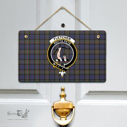 Scottish Fletcher of Dunans Clan Tartan Door Sign - Crest Classic Scottish Plaid Tartan Plaid