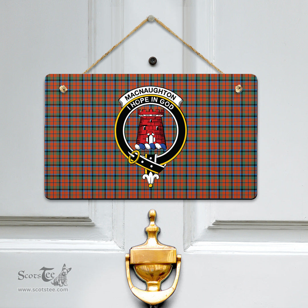 Scottish MacNaughton Ancient Clan Tartan Door Sign - Crest Classic Scottish Plaid Tartan Plaid