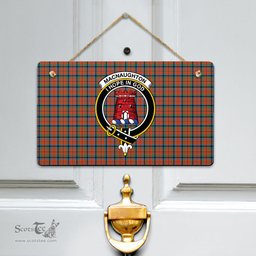 Scottish MacNaughton Ancient Clan Tartan Door Sign - Crest Classic Scottish Plaid Tartan Plaid