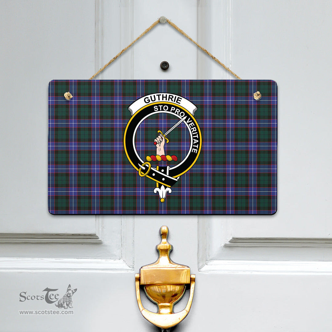 Scottish Guthrie Modern Clan Tartan Door Sign - Crest Classic Scottish Plaid Tartan Plaid