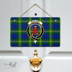 Scottish Maitland Clan Tartan Door Sign - Crest Classic Scottish Plaid Tartan Plaid