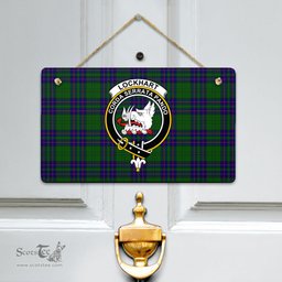Scottish Lockhart Modern Clan Tartan Door Sign - Crest Classic Scottish Plaid Tartan Plaid