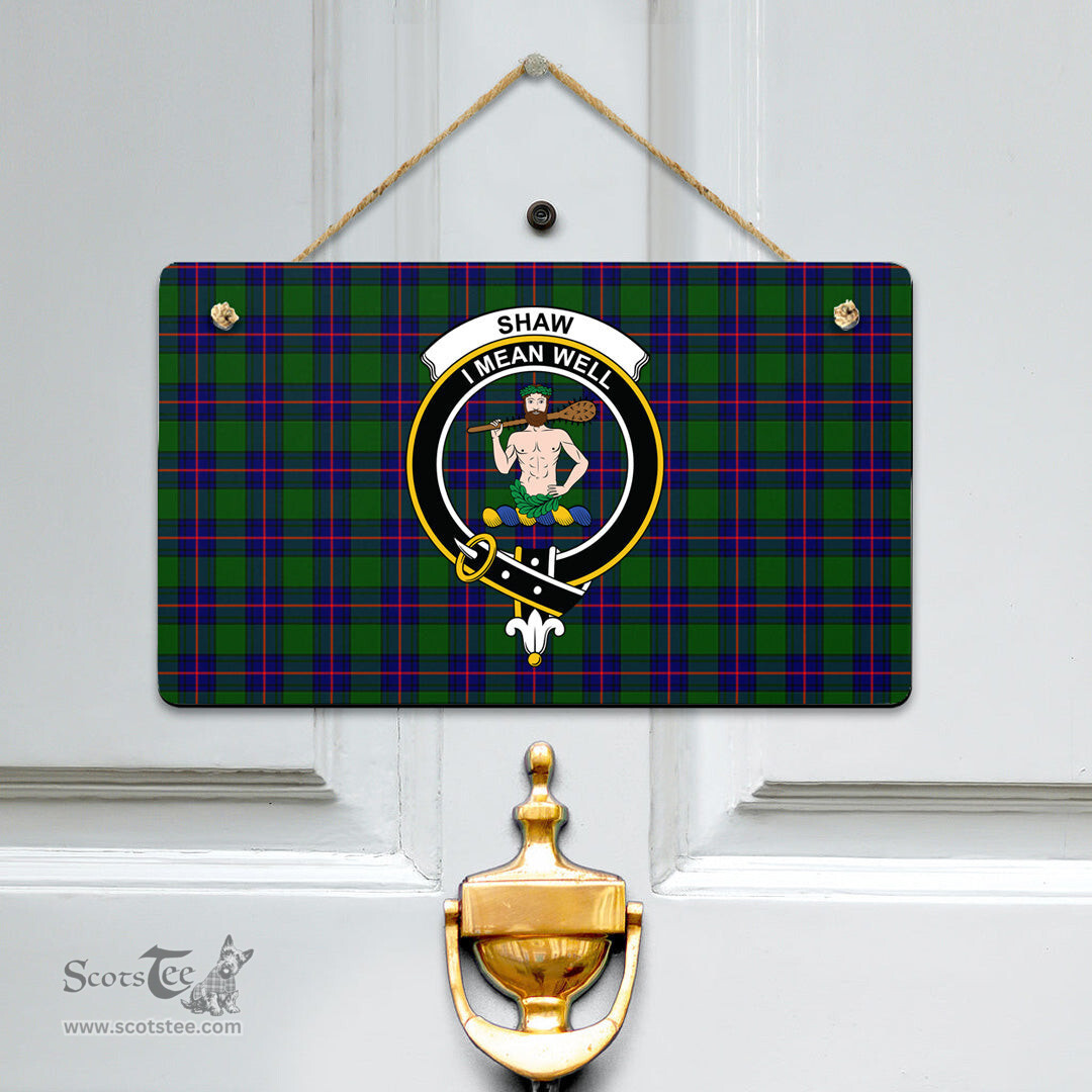 Scottish Shaw Modern Clan Tartan Door Sign - Crest Classic Scottish Plaid Tartan Plaid