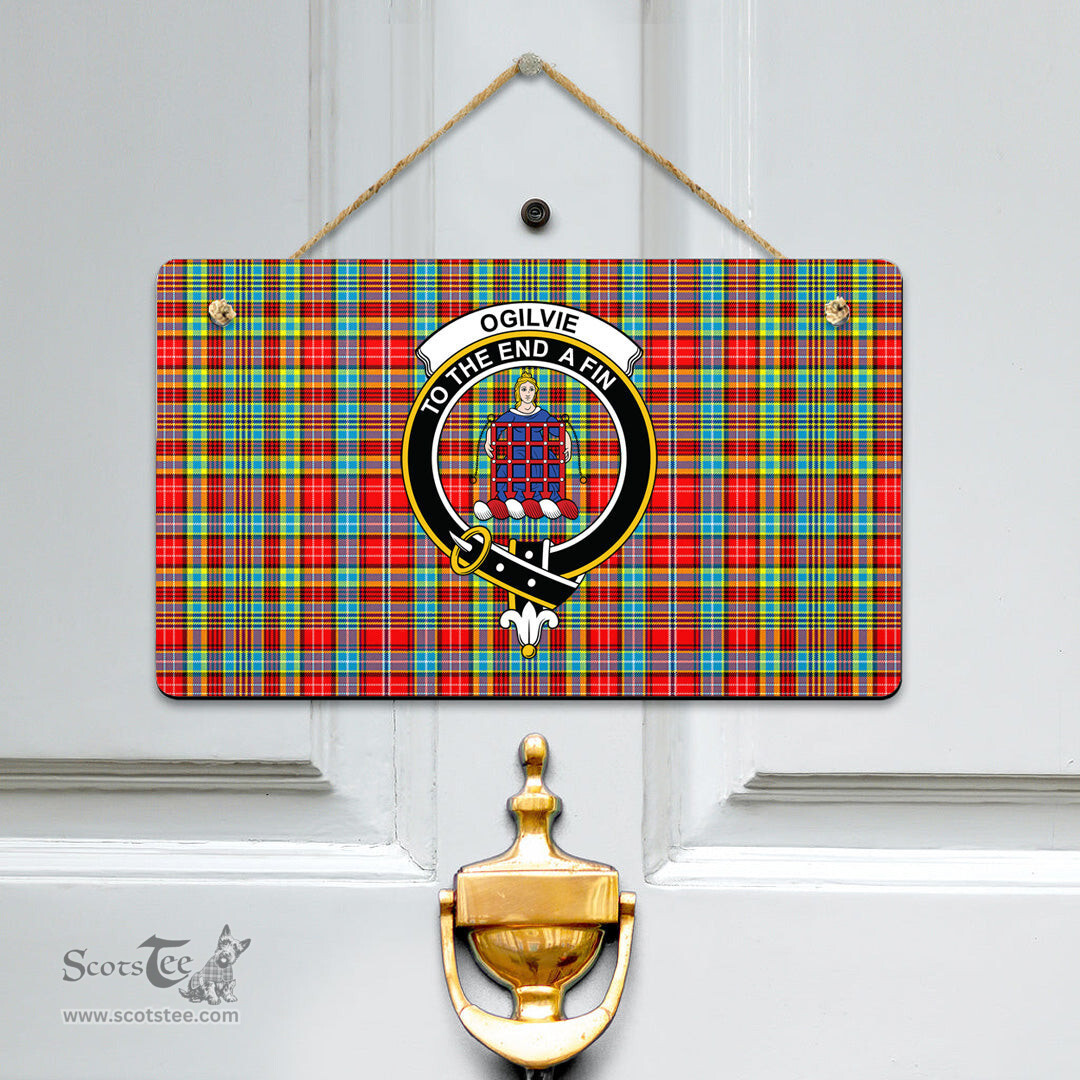 Scottish Ogilvie Clan Tartan Door Sign - Crest Classic Scottish Plaid Tartan Plaid