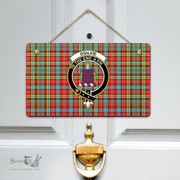 Scottish Ogilvie Clan Tartan Door Sign - Crest Classic Scottish Plaid Tartan Plaid