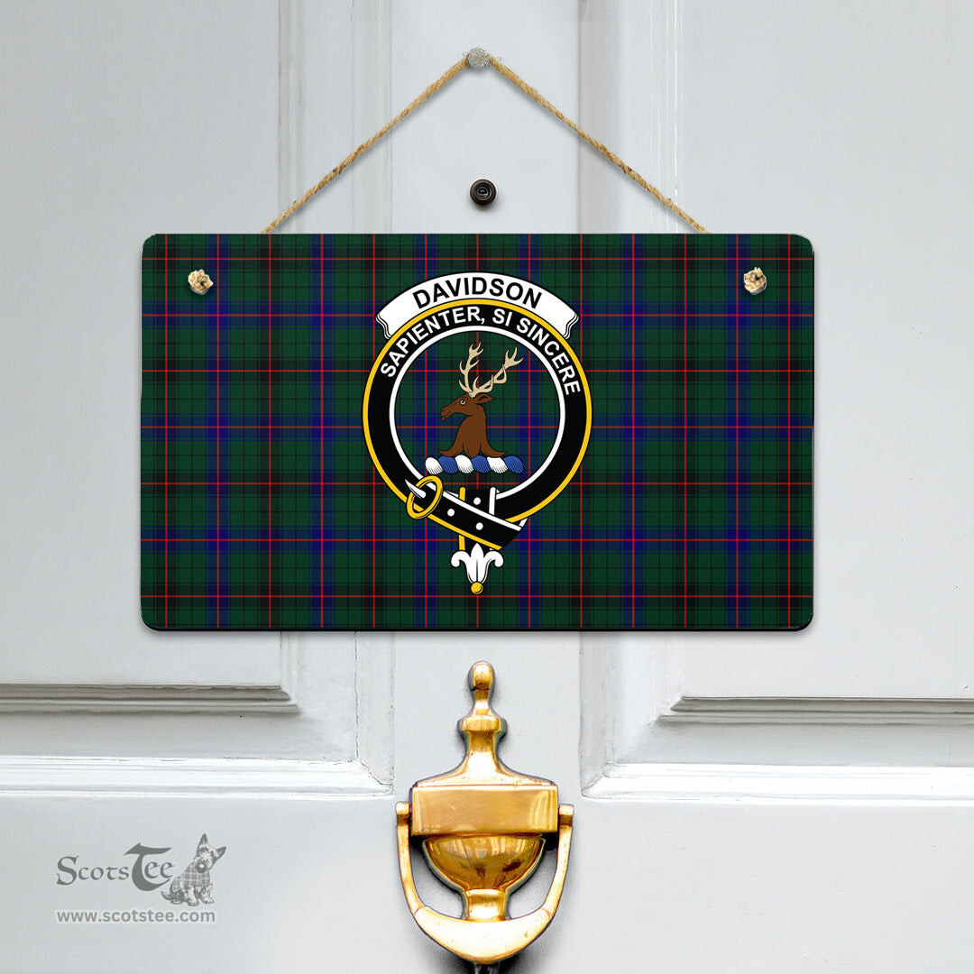 Scottish Davidson Modern Clan Tartan Door Sign - Crest Classic Scottish Plaid Tartan Plaid