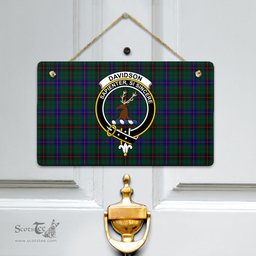 Scottish Davidson Modern Clan Tartan Door Sign - Crest Classic Scottish Plaid Tartan Plaid