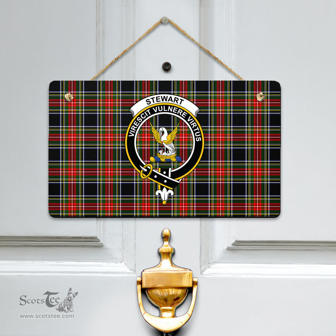 Scottish Stewart Black Clan Tartan Door Sign - Crest Classic Scottish Plaid Tartan Plaid