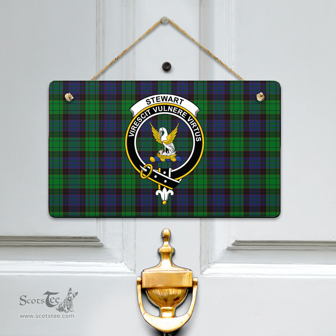 Scottish Stewart Old Modern Clan Tartan Door Sign - Crest Classic Scottish Plaid Tartan Plaid