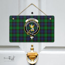 Scottish Stewart Old Modern Clan Tartan Door Sign - Crest Classic Scottish Plaid Tartan Plaid
