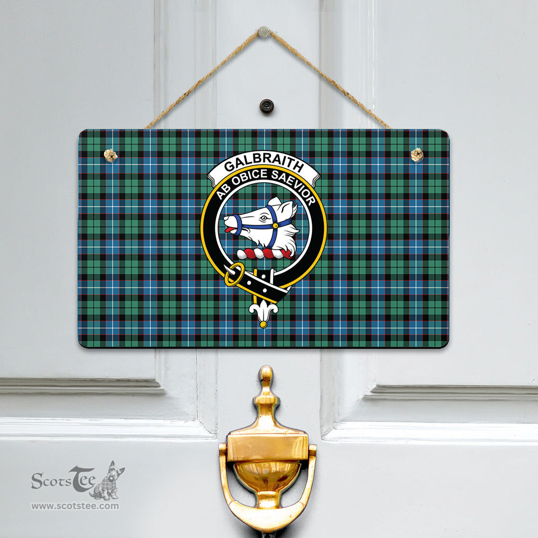 Scottish Galbraith Ancient Clan Tartan Door Sign - Crest Classic Scottish Plaid Tartan Plaid