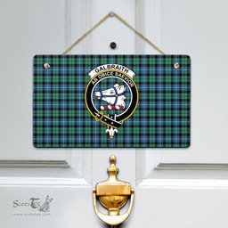 Scottish Galbraith Ancient Clan Tartan Door Sign - Crest Classic Scottish Plaid Tartan Plaid
