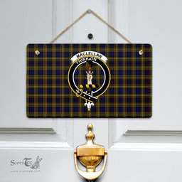 Scottish MacLellan Modern Clan Tartan Door Sign - Crest Classic Scottish Plaid Tartan Plaid