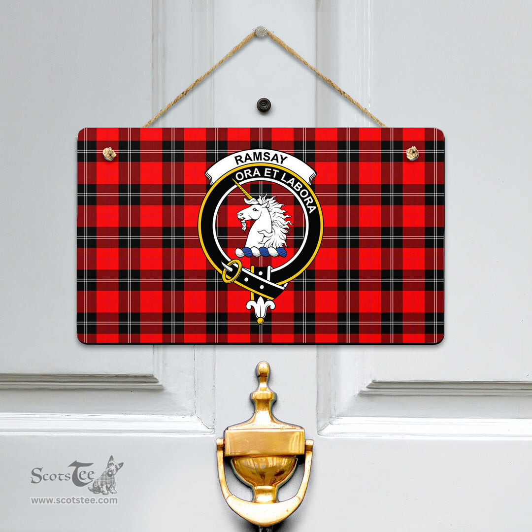 Scottish Ramsay Modern Clan Tartan Door Sign - Crest Classic Scottish Plaid Tartan Plaid
