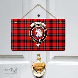 Scottish Ramsay Modern Clan Tartan Door Sign - Crest Classic Scottish Plaid Tartan Plaid
