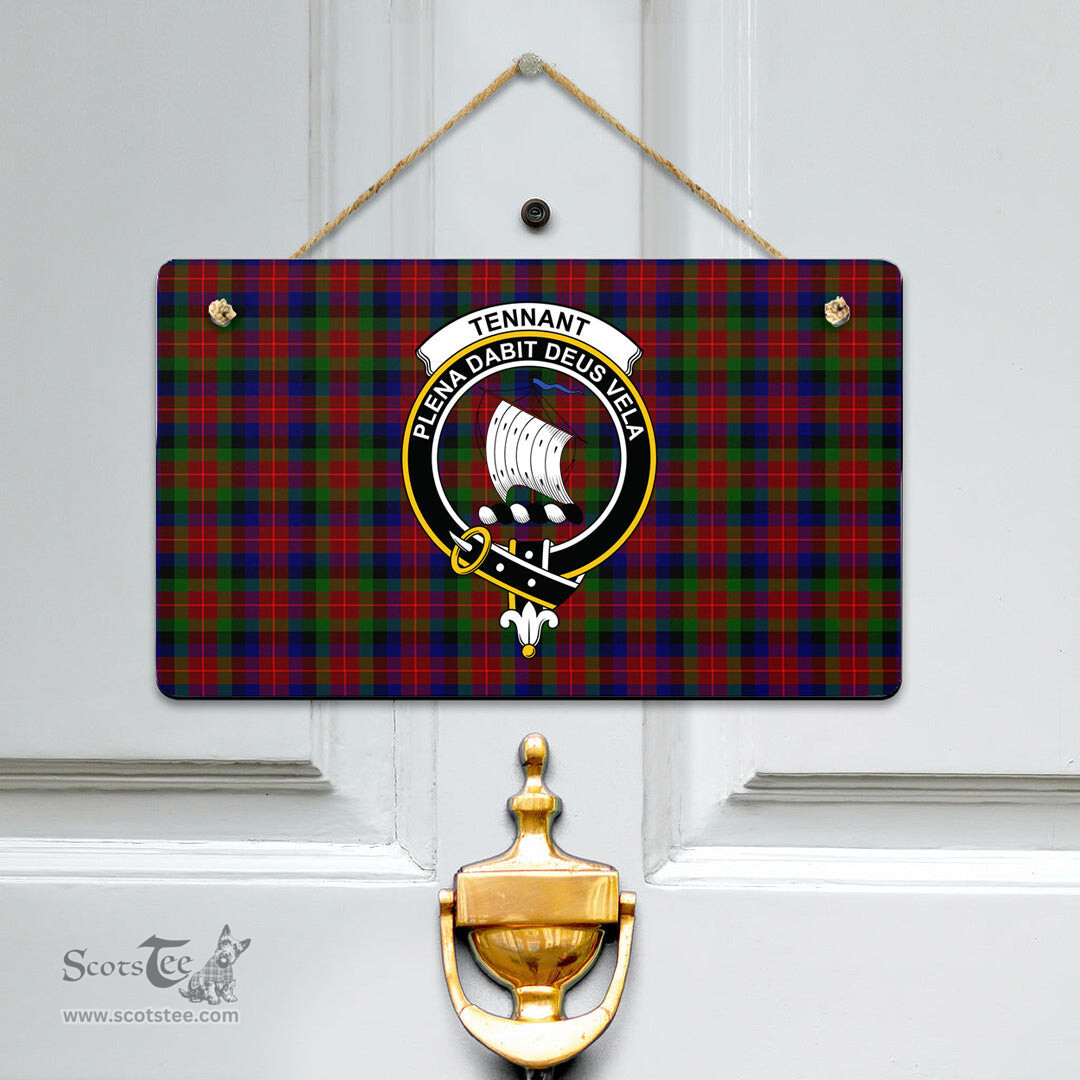 Scottish Tennant Clan Tartan Door Sign - Crest Classic Scottish Plaid Tartan Plaid