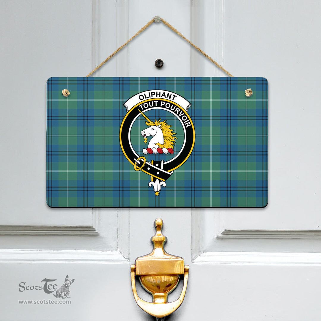 Scottish Oliphant Ancient Clan Tartan Door Sign - Crest Classic Scottish Plaid Tartan Plaid