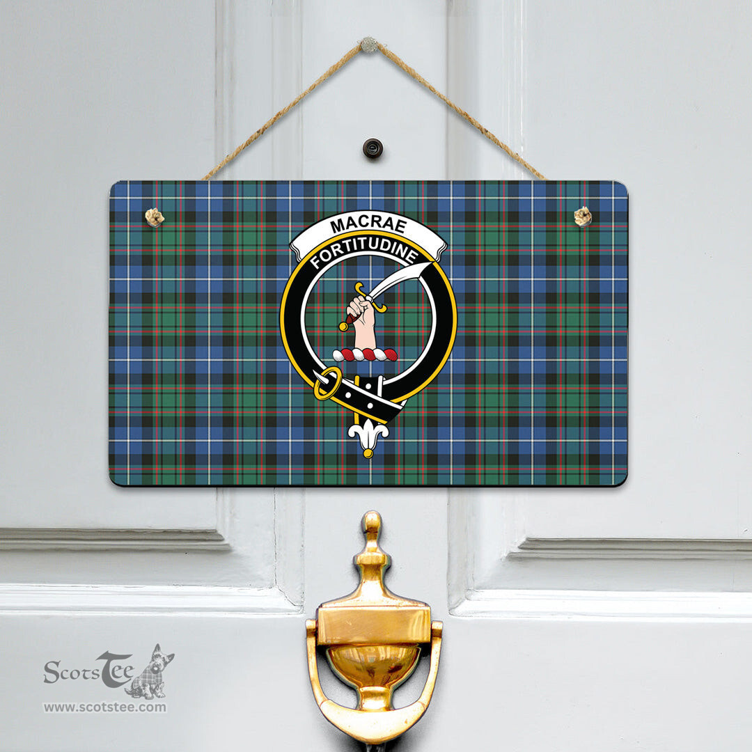 Scottish MacRae Hunting Ancient Clan Tartan Door Sign - Crest Classic Scottish Plaid Tartan Plaid