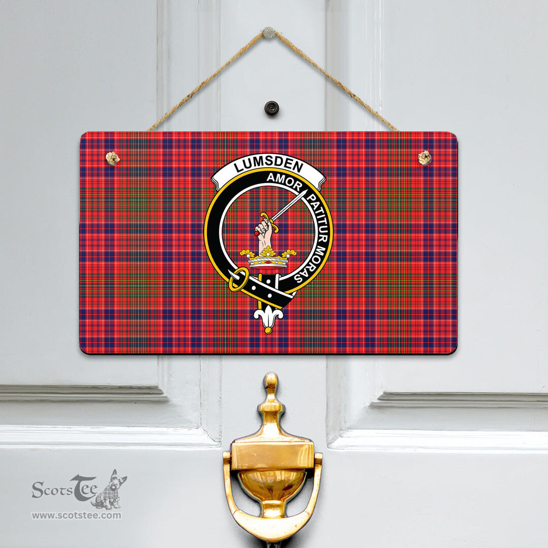 Scottish Lumsden Modern Clan Tartan Door Sign - Crest Classic Scottish Plaid Tartan Plaid