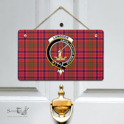 Scottish Lumsden Modern Clan Tartan Door Sign - Crest Classic Scottish Plaid Tartan Plaid