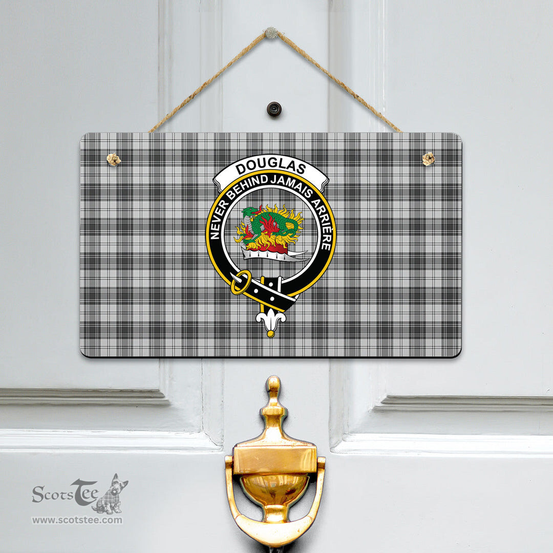 Scottish Douglas Grey Modern Clan Tartan Door Sign - Crest Classic Scottish Plaid Tartan Plaid