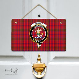 Scottish Murray of Tulloch Modern Clan Tartan Door Sign - Crest Classic Scottish Plaid Tartan Plaid