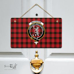 Scottish MacQueen Modern Clan Tartan Door Sign - Crest Classic Scottish Plaid Tartan Plaid