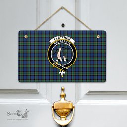Scottish Fletcher Ancient Clan Tartan Door Sign - Crest Classic Scottish Plaid Tartan Plaid